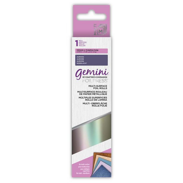 Dare 2B Artzy now offers GEMINI Aurora Heat Activated Foil- Single Foil   Heat-activated foil for use with the leading Hot Foil systems or other hot foil stamping products. This package contains one 4.96 in" X 16.38 ft. long.